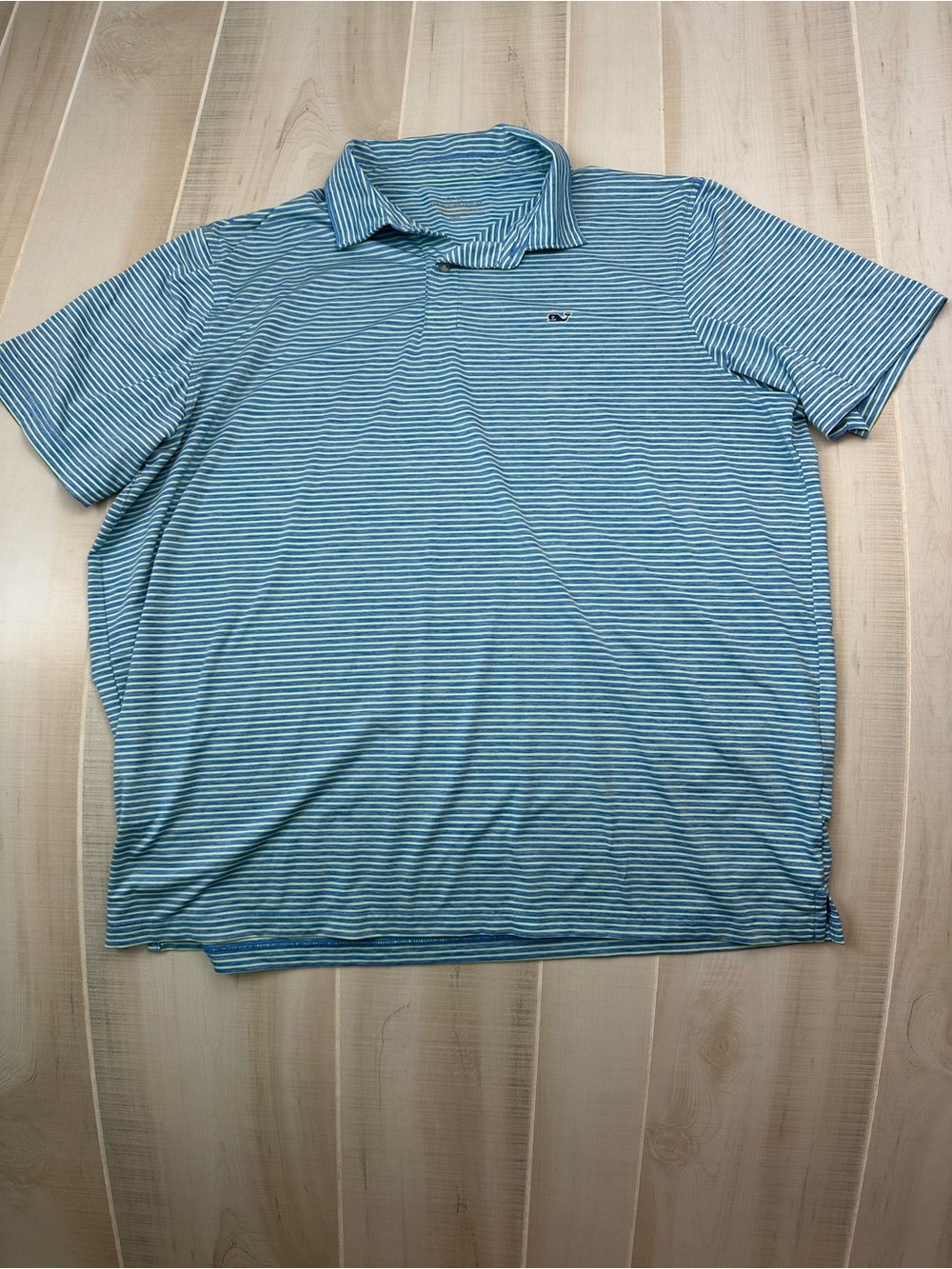 Men's Vineyard Vines Light Blue and Yellow Striped Polo Shirt